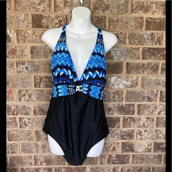 ANNE COLE COLLECTION Blue Black & White Size 14 - Picture 1 of 9